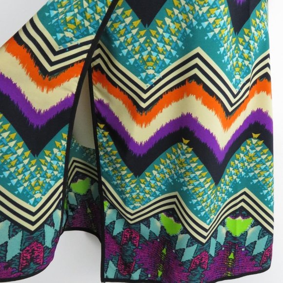 Dex 1963 Brand Dress XS Zig Zag Stretch Print Faux Wrap Sleeveless Scoop Neck - Picture 6 of 13